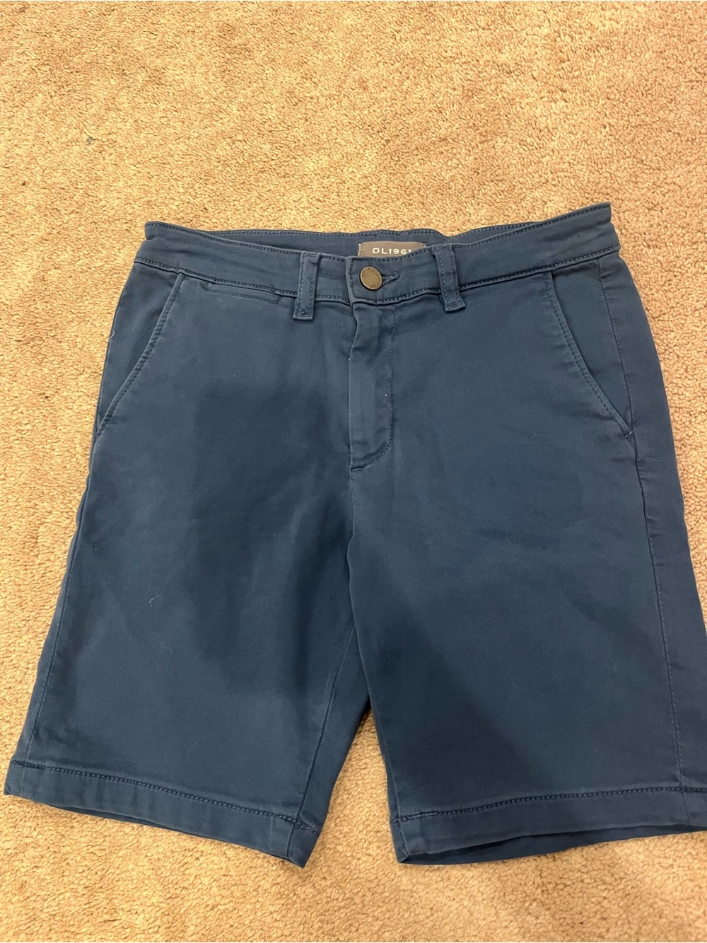 DL1961 Navy Mid-Rise Chino Bermuda Shorts- BOYS
